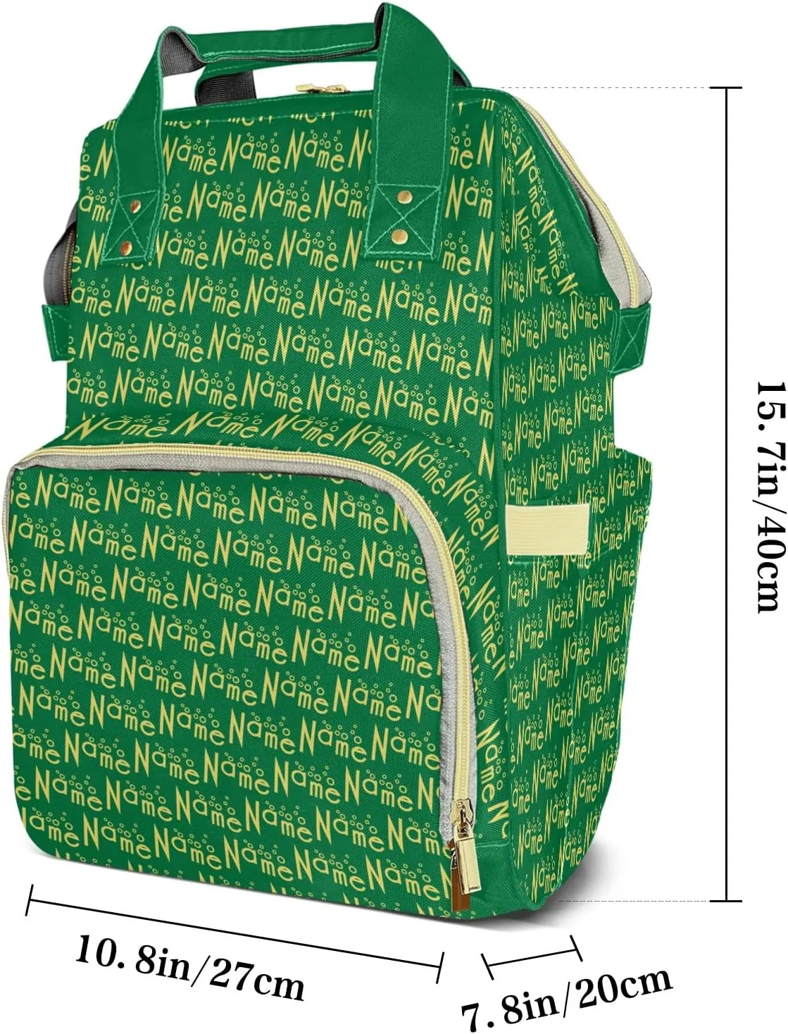 Personalized Green Yellow Diaper Bag Shoulder Backpack with Name Nursing Bags for Boys Girls