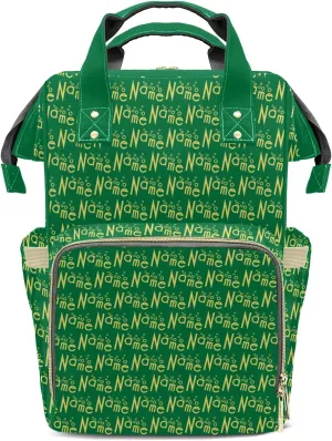 Personalized Green Yellow Diaper Bag Shoulder Backpack with Name Nursing Bags for Boys Girls