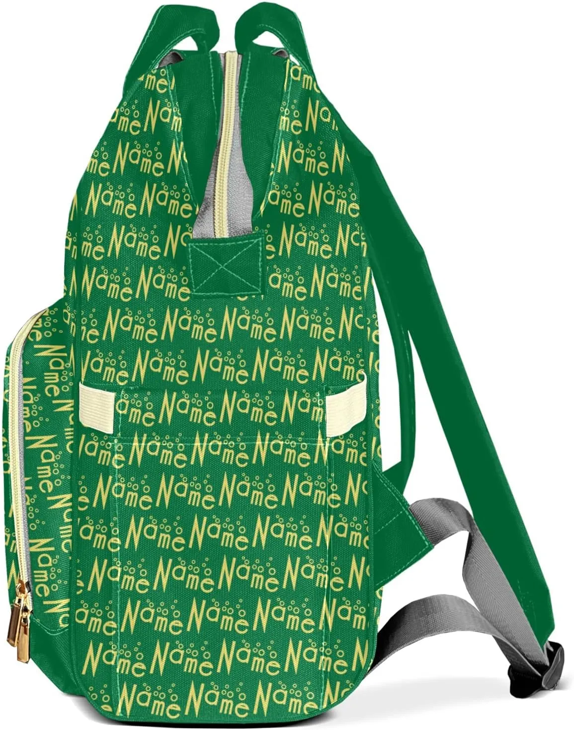 Personalized Green Yellow Diaper Bag Shoulder Backpack with Name Nursing Bags for Boys Girls