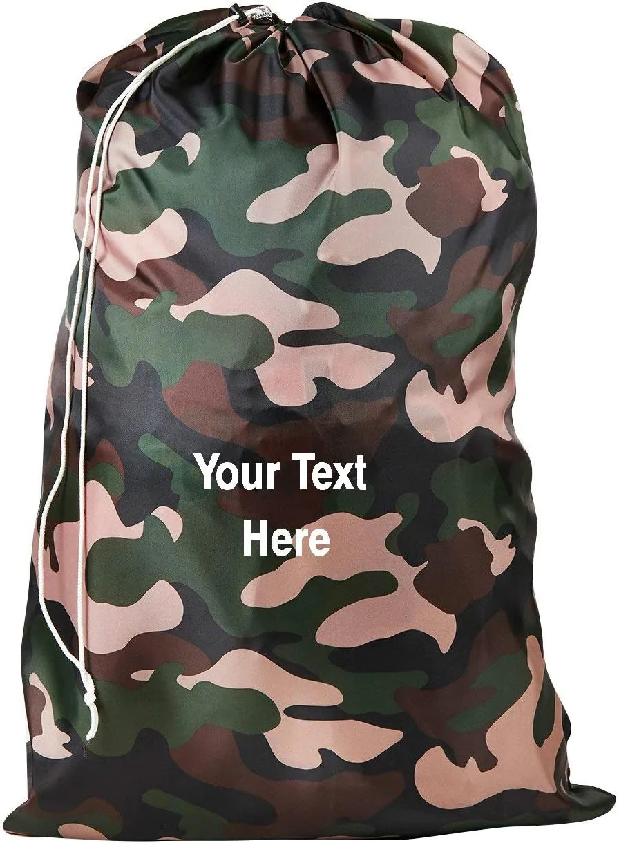 Personalized Nylon Laundry Bag - Locking Drawstring Closure and Machine Washable Camoflauge