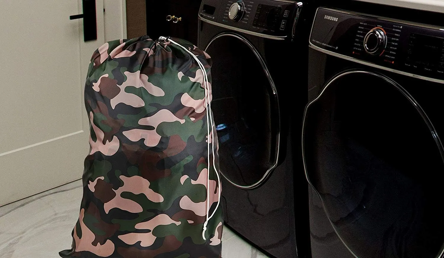 Personalized Nylon Laundry Bag - Locking Drawstring Closure and Machine Washable Camoflauge