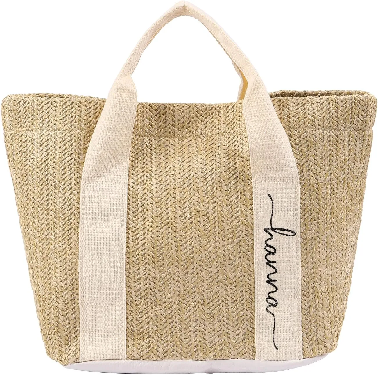 Personalized Straw Beach Tote Bag, Large Monogram Design with Flowers, Women Mother’s Day Gift