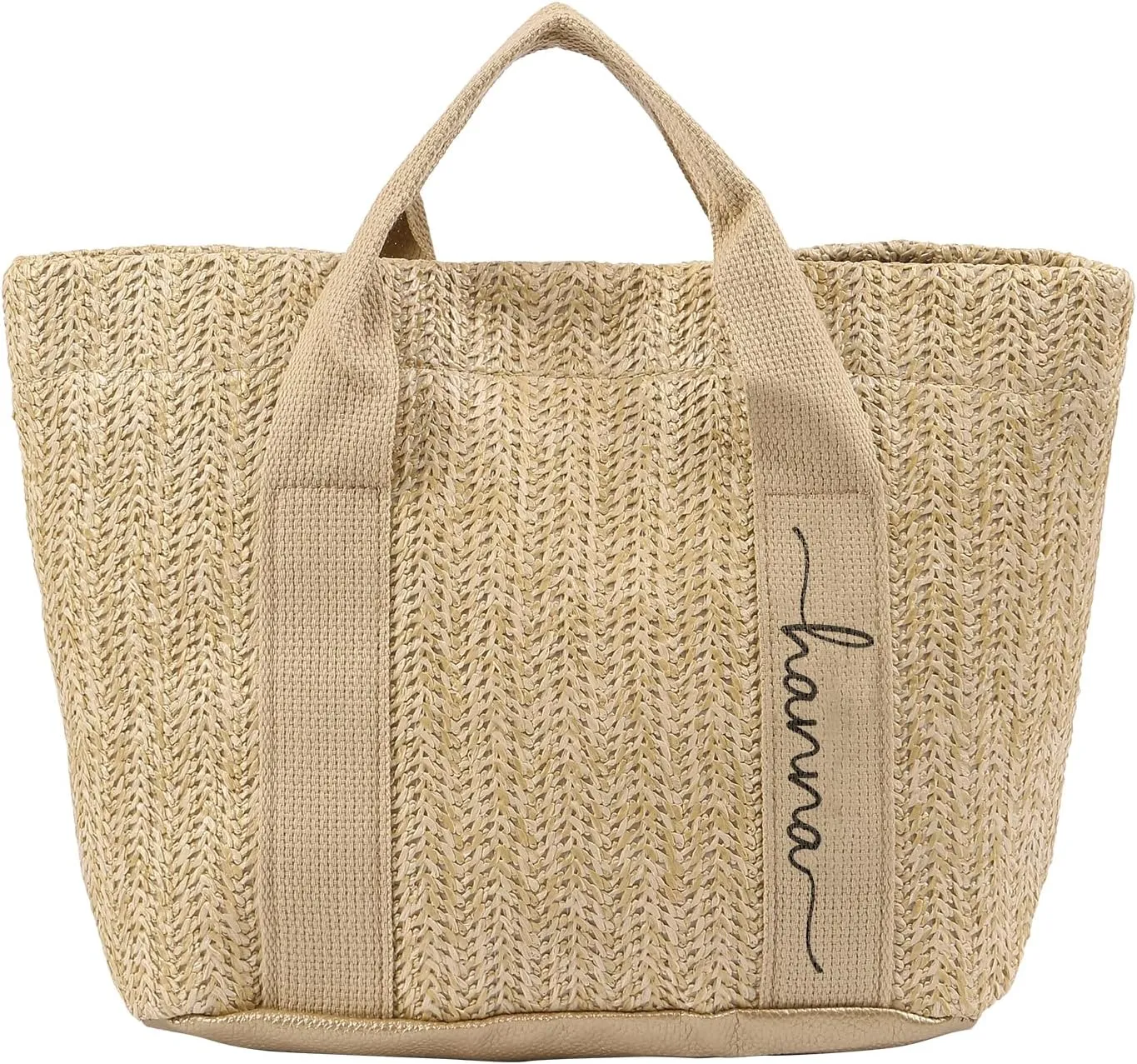 Personalized Straw Beach Tote Bag, Large Monogram Design with Flowers, Women Mother’s Day Gift