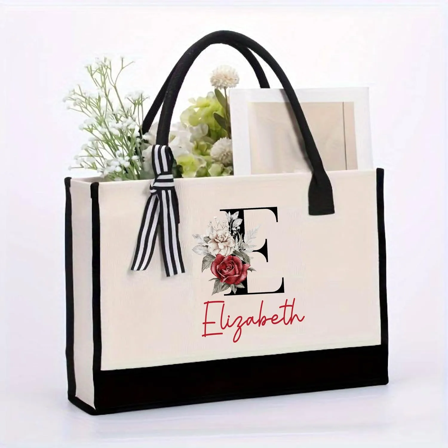 Personalized Tote Bag for Women | Monogram Gift | Tote Bag with zip pocket| Custom Beach Bags with Name |Gifts for Birthday