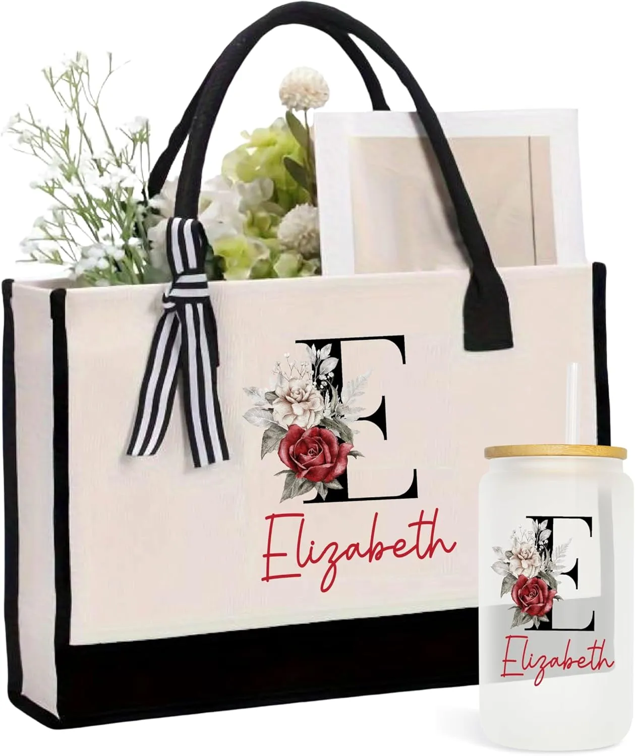 Personalized Tote Bag for Women | Monogram Gift | Tote Bag with zip pocket| Custom Beach Bags with Name |Gifts for Birthday