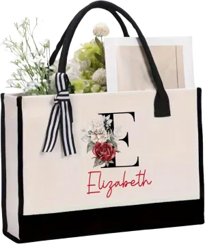 Personalized Tote Bag for Women | Monogram Gift | Tote Bag with zip pocket| Custom Beach Bags with Name |Gifts for Birthday