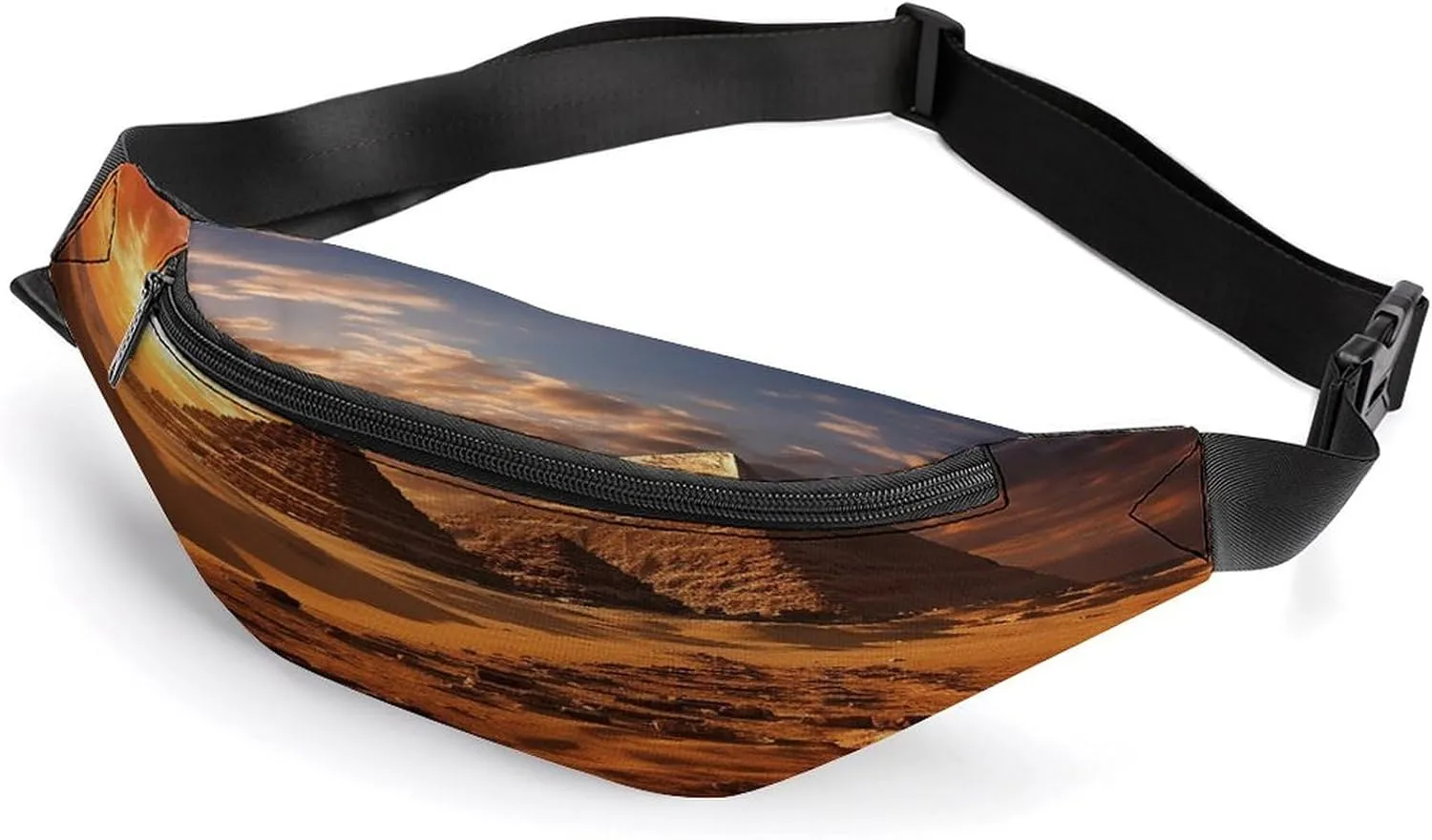Personalized Waist Packs with Adjustable Strap,Egyptian Pyramids CrossBody Fanny Pack Casual Bag for Travel Sports Running Hiking