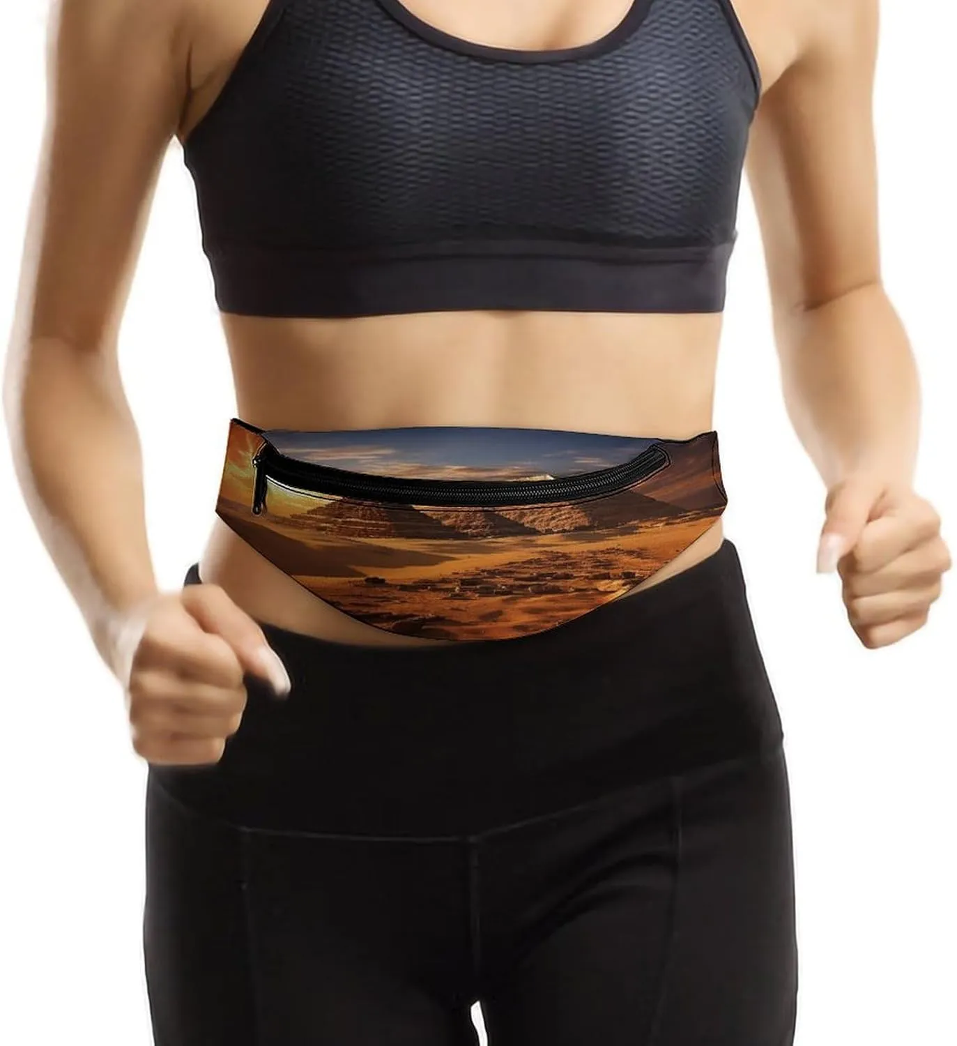Personalized Waist Packs with Adjustable Strap,Egyptian Pyramids CrossBody Fanny Pack Casual Bag for Travel Sports Running Hiking