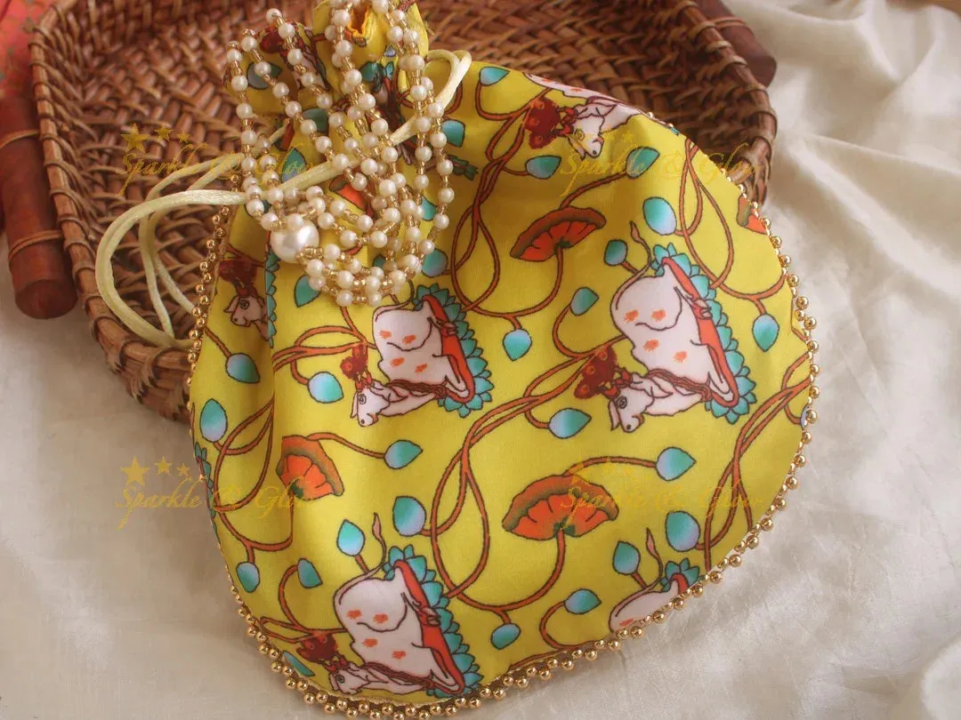 Pichwai Potli Bags 8.5x8 Inch Traditional Design