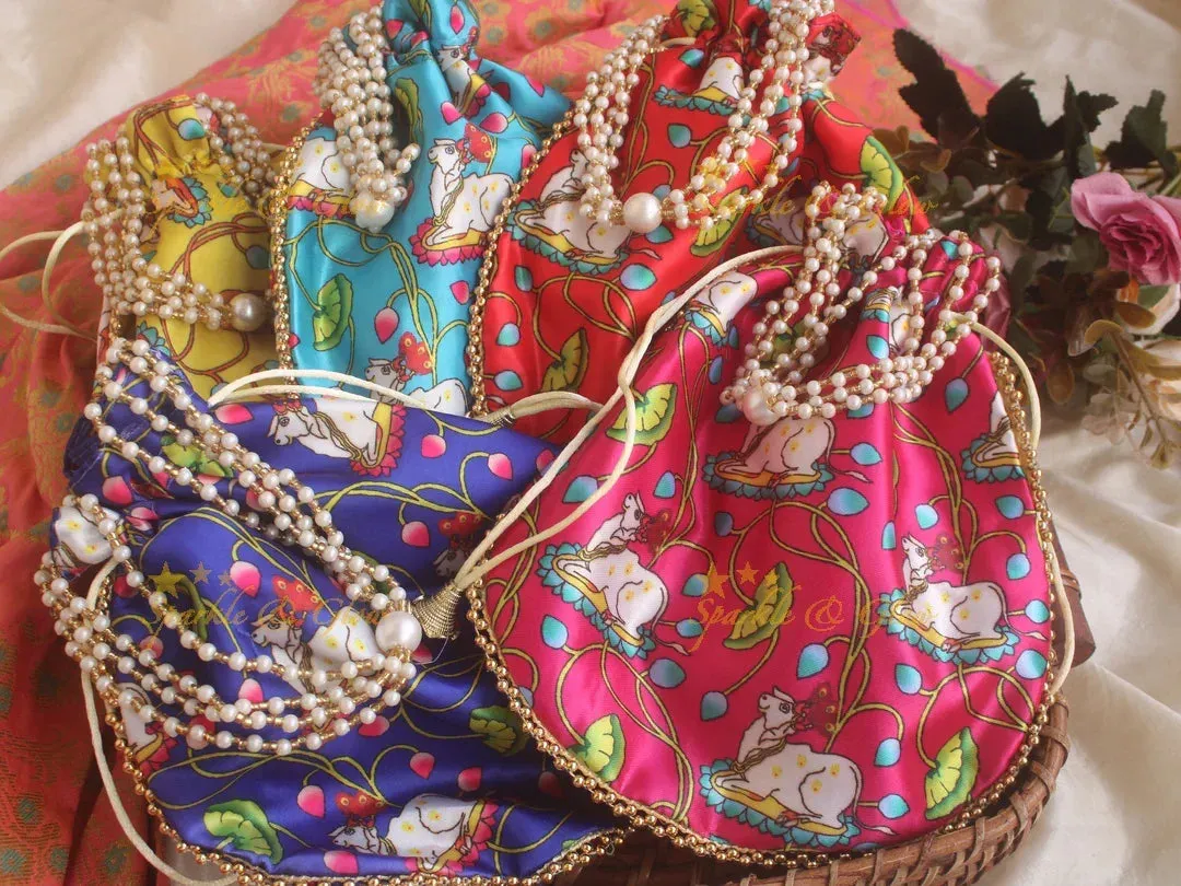 Pichwai Potli Bags 8.5x8 Inch Traditional Design