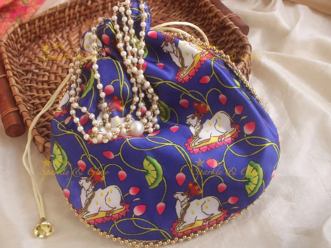 Pichwai Potli Bags 8.5x8 Inch Traditional Design
