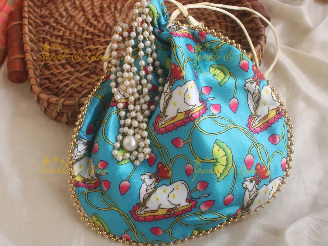 Pichwai Potli Bags 8.5x8 Inch Traditional Design