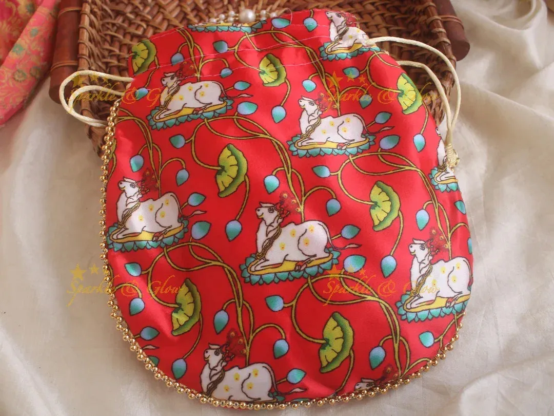 Pichwai Potli Bags 8.5x8 Inch Traditional Design