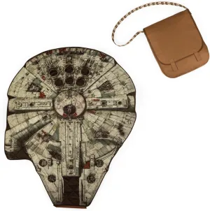 PICNIC TIME Star Wars Millennium Falcon Blanket in a Bag, (Brown with Millennium Falcon Design)