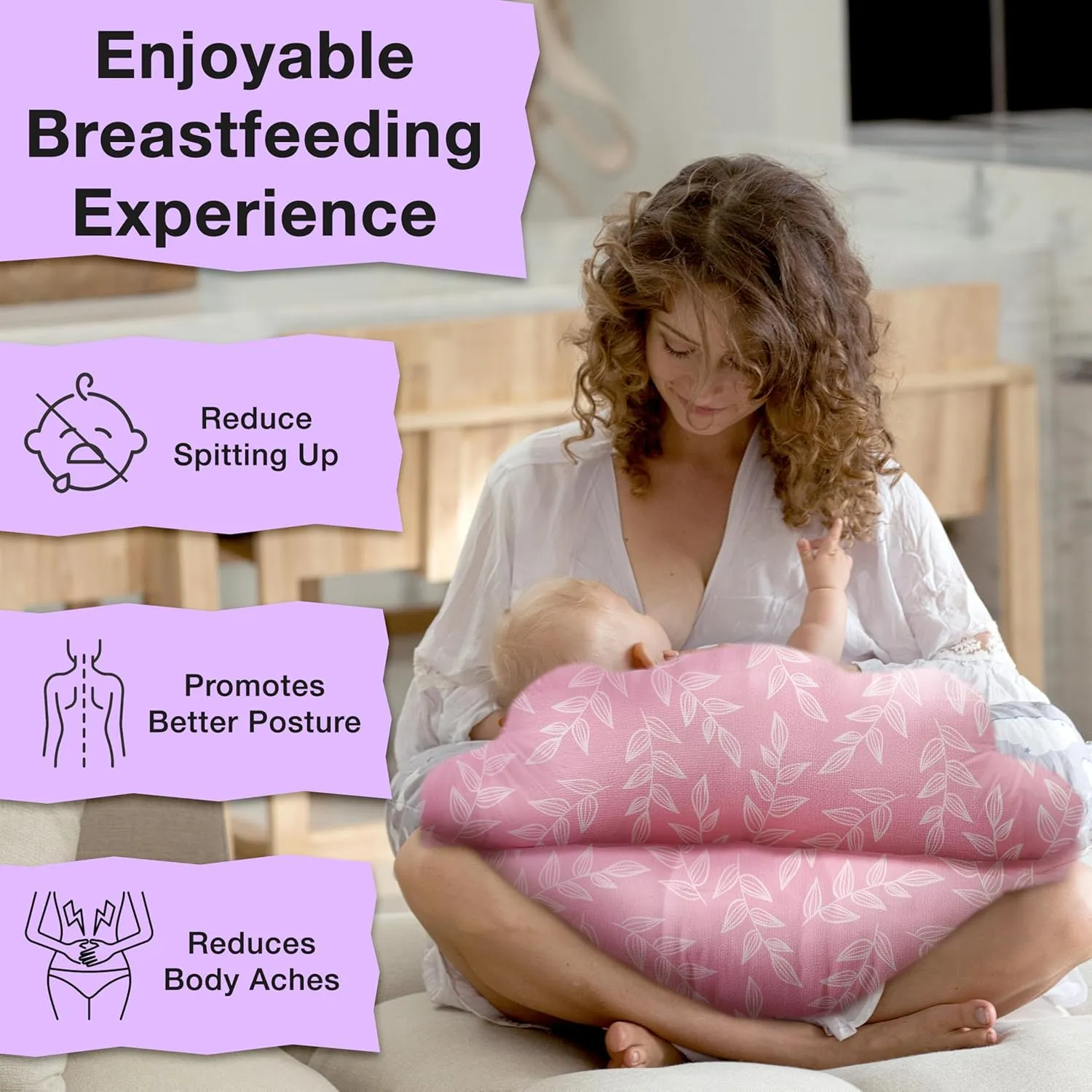 PILLANI Nursing Pillow, Plus Size Breastfeeding Pillows for Enhanced Safety & Comfort for Mom & Baby, Removable Cotton Cover, Adjustable Waist Strap, Breastfeeding Essentials, Baby Registry Search