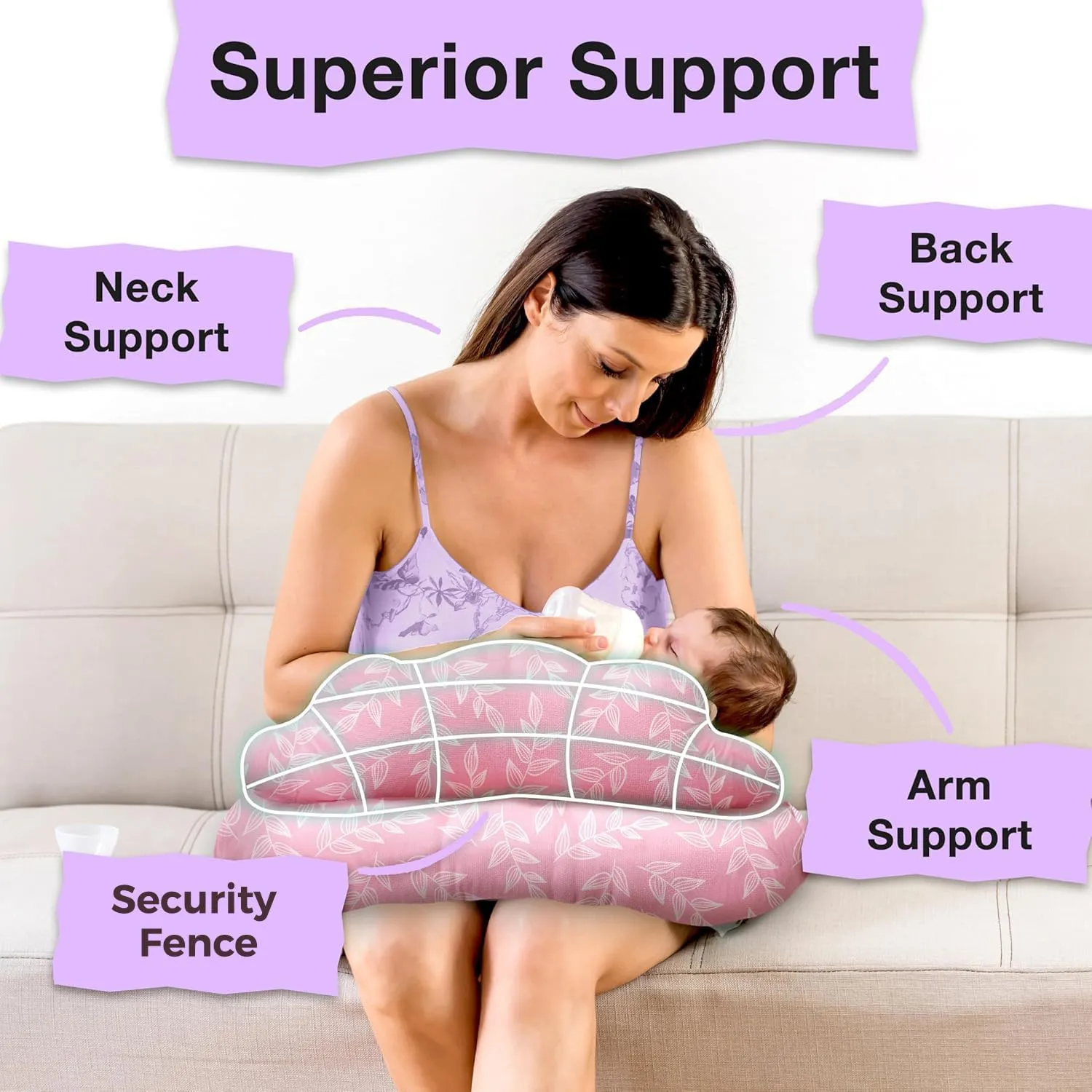 PILLANI Nursing Pillow, Plus Size Breastfeeding Pillows for Enhanced Safety & Comfort for Mom & Baby, Removable Cotton Cover, Adjustable Waist Strap, Breastfeeding Essentials, Baby Registry Search