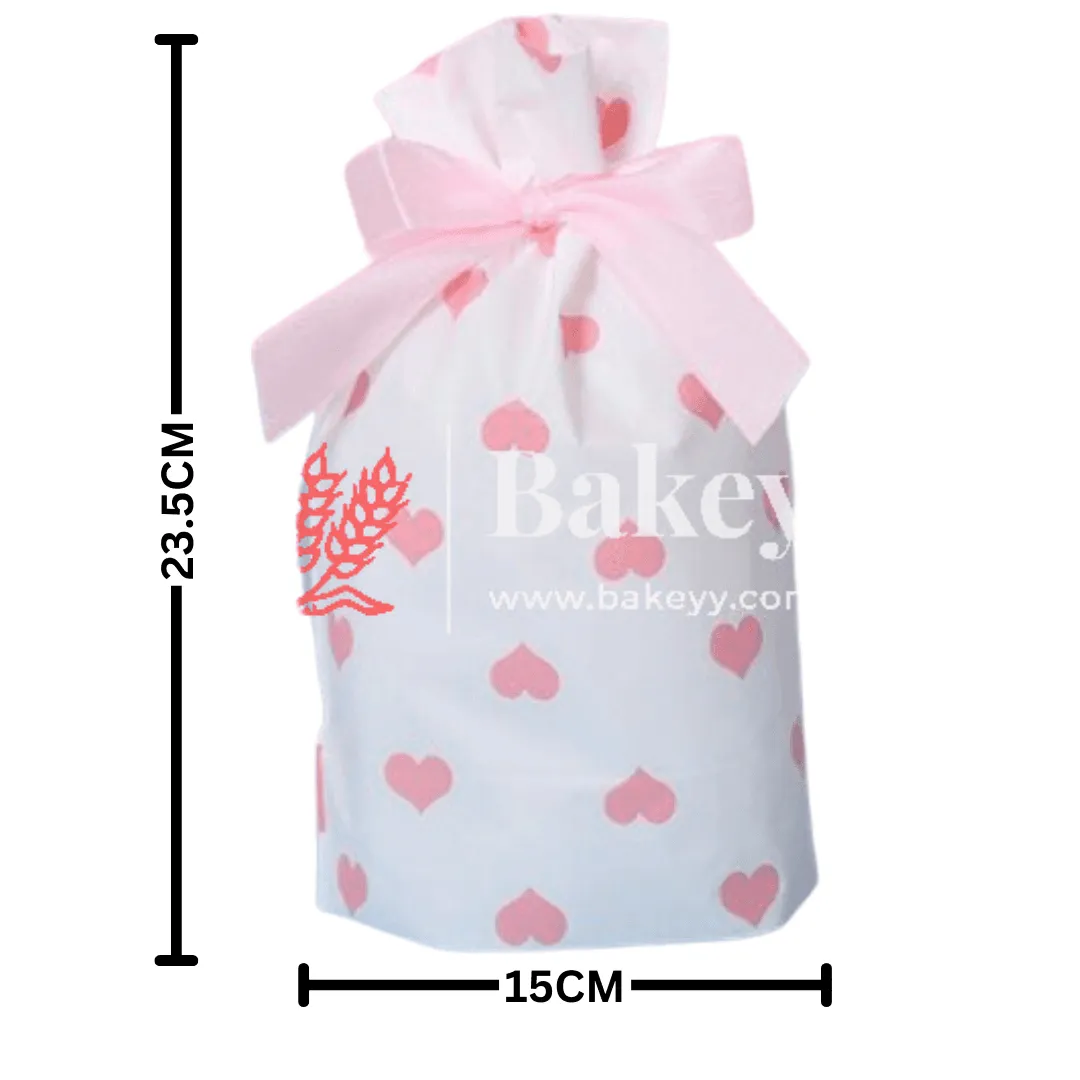 Pink Hearts Stand Up Treat Favor Bags Gift Wrapper Bags for Candy Cookie Chocolate | Pack of 50