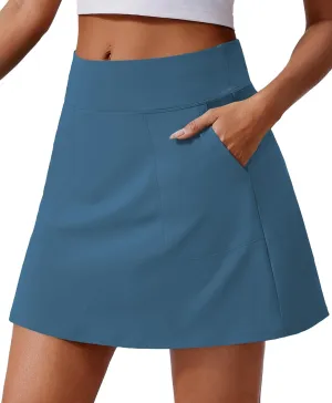 PINSPARK 18" Golf Skorts for Woman High Waisted Tennis Skirt UPF 50  Athletic Skort Skirts with 4 Pockets Workout Pickleball