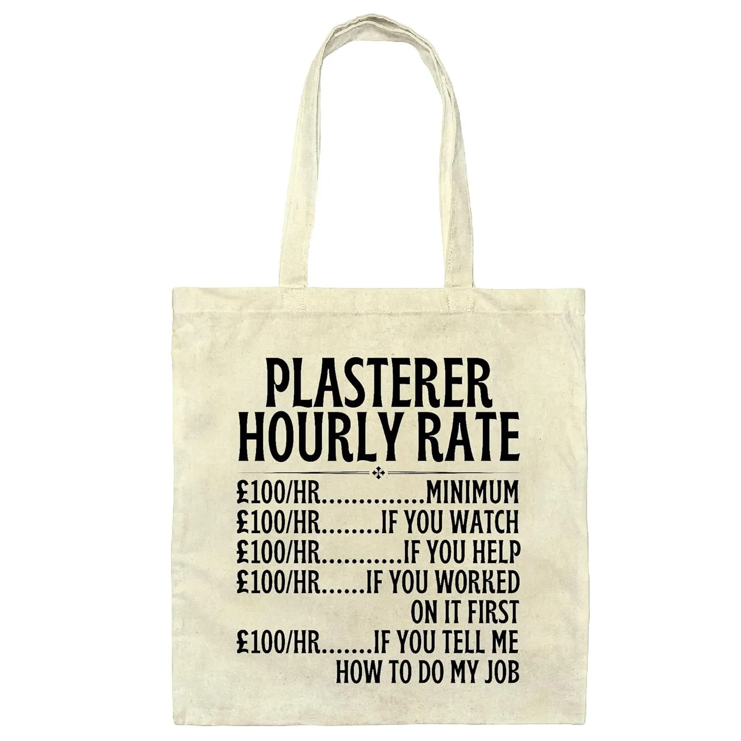 Plasterer Hourly Rate Estimate Gift Design for Homeowners Natural White Multicolor Canvas Tote Bag