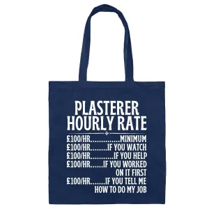 Plasterer Hourly Rate Estimate Gift Design for Homeowners Navy Black Multicolor Canvas Tote Bag