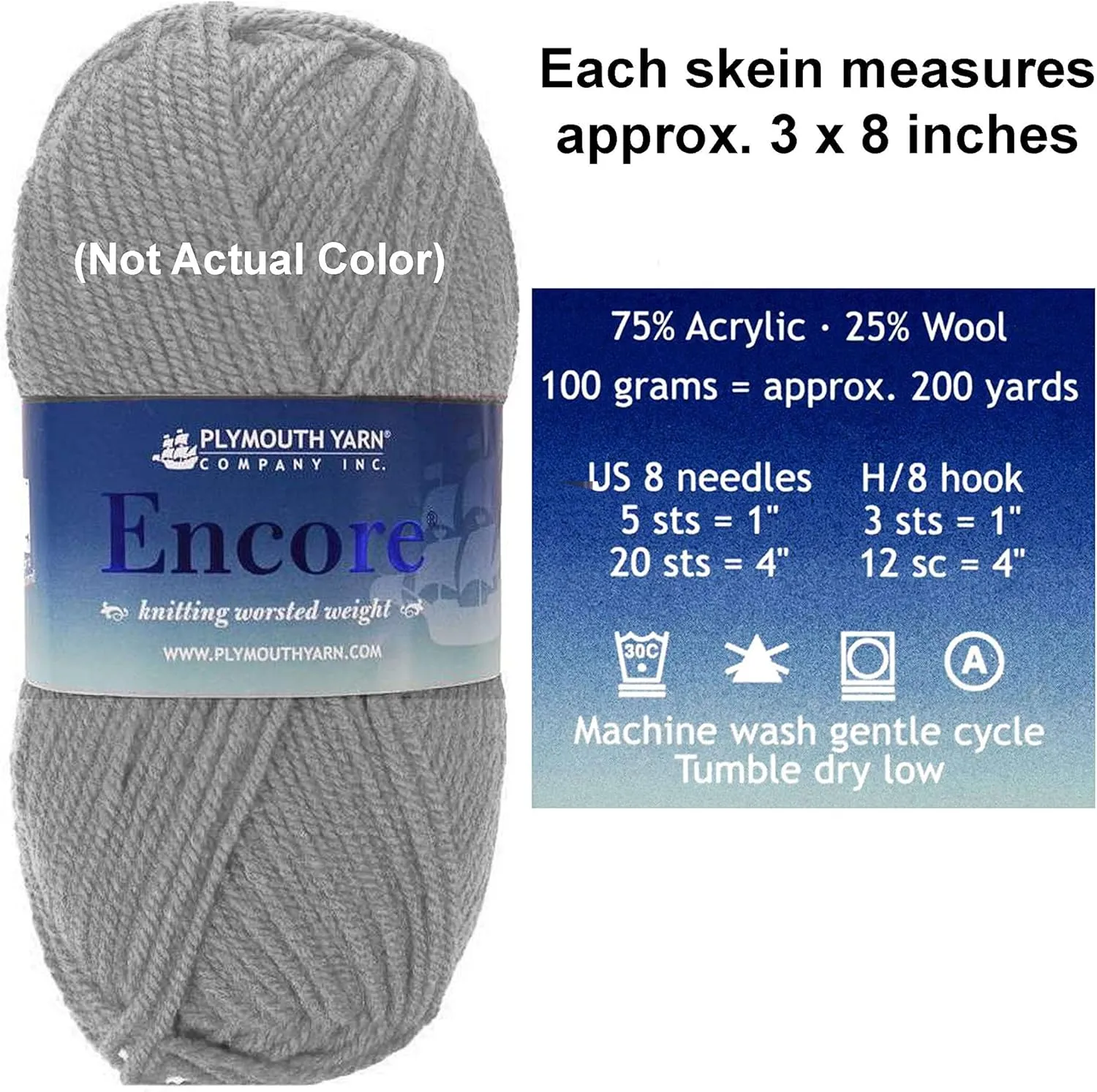 Plymouth Yarn for Knitting Encore Worsted Teal Topaz 0157, 5-Skeins (Same Dyelot, Total: 500 gr, 1000 yds), Medium Weight #4, 75% Acrylic/25% Wool Blend, with Project Bag