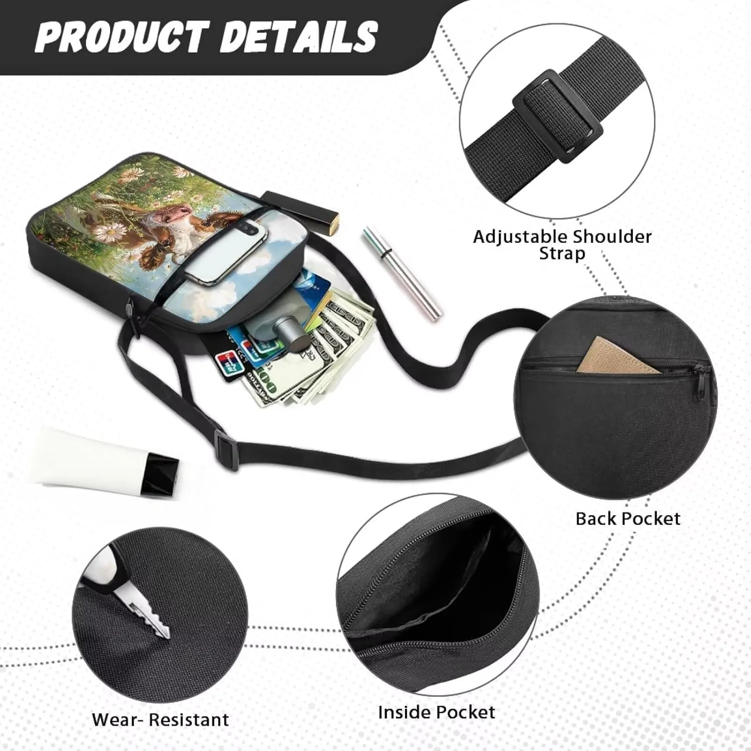 Poceacles Small Sling Bag Cross Body Purse Shoulder Messenger Bag for Women Men Zipper Phone Handbags Waist Bag Crossbody Bag