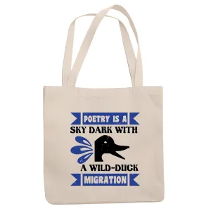 Poetic Gifts for BirdLovers Unique WildDuck Migration Design Natural White Multicolor Canvas Tote Bag