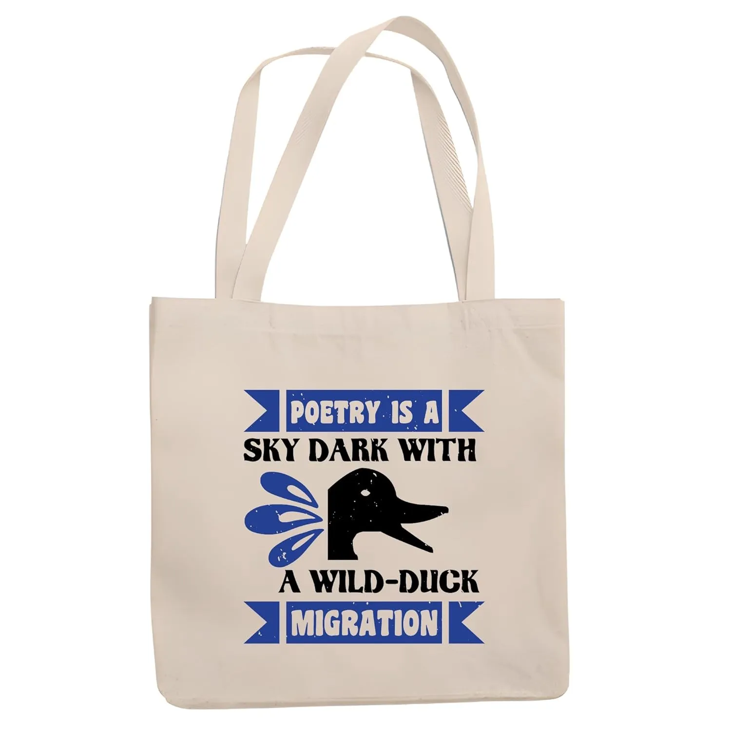 Poetic Gifts for BirdLovers Unique WildDuck Migration Design Natural White Multicolor Canvas Tote Bag