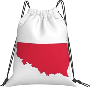 Polish Flag Map Print Drawstring Backpack Bags Bulk Sports Cinch Sack Gym String Bags String Backpack For Men Women