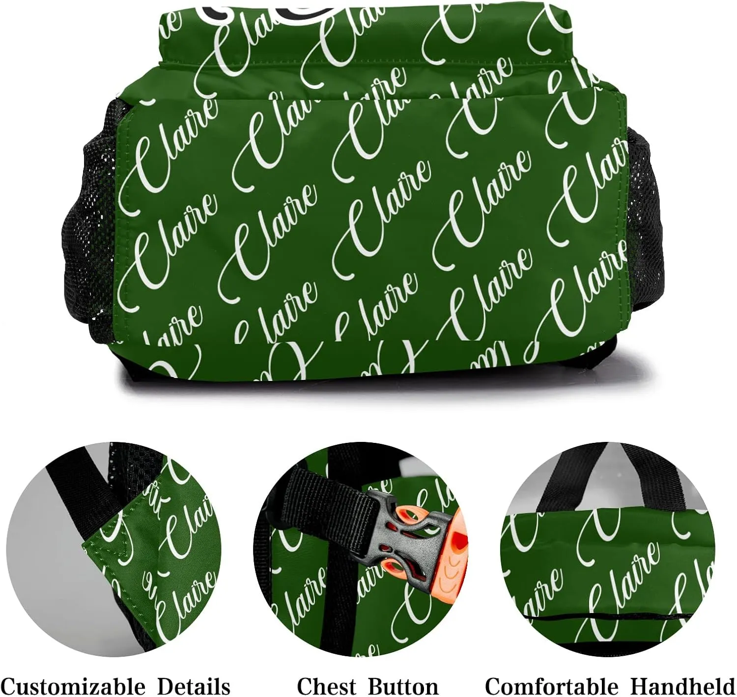 Polyester Personalized School Backpack Bookbag with Name Text, Fashion Custom Elementary Boys Girls Kids Book Bag, Waterproof Customize Bookbag Unique Gift, 1 Pack