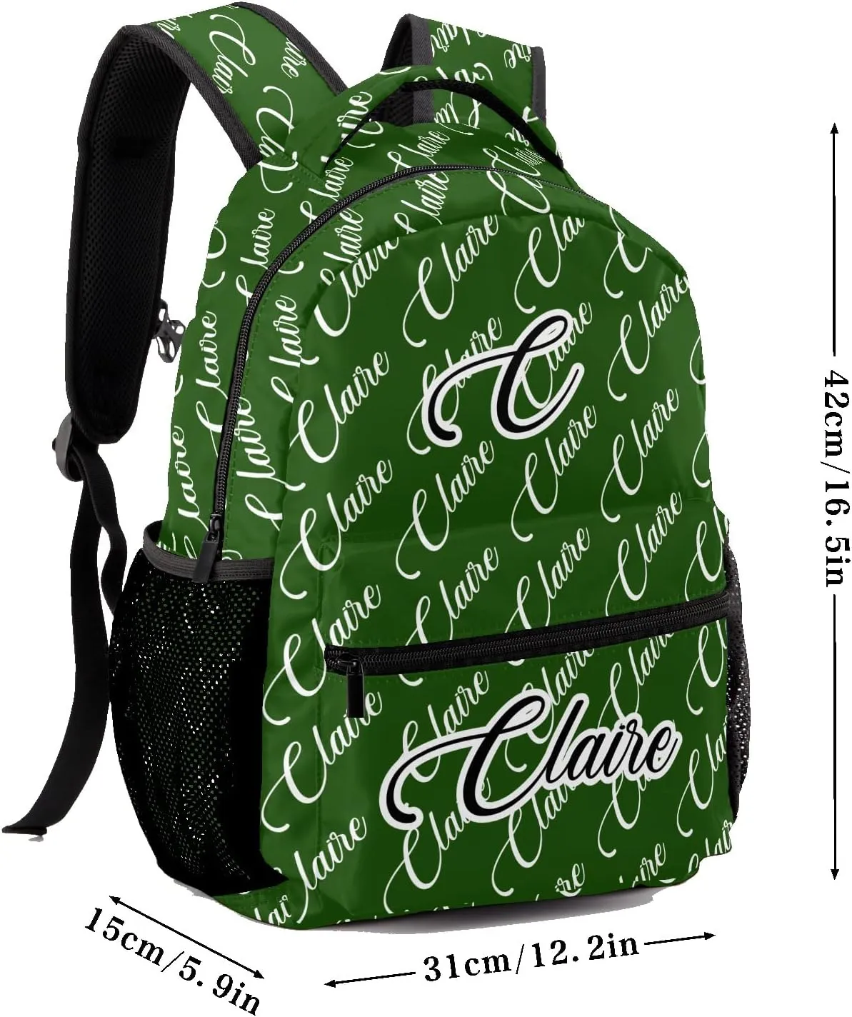 Polyester Personalized School Backpack Bookbag with Name Text, Fashion Custom Elementary Boys Girls Kids Book Bag, Waterproof Customize Bookbag Unique Gift, 1 Pack