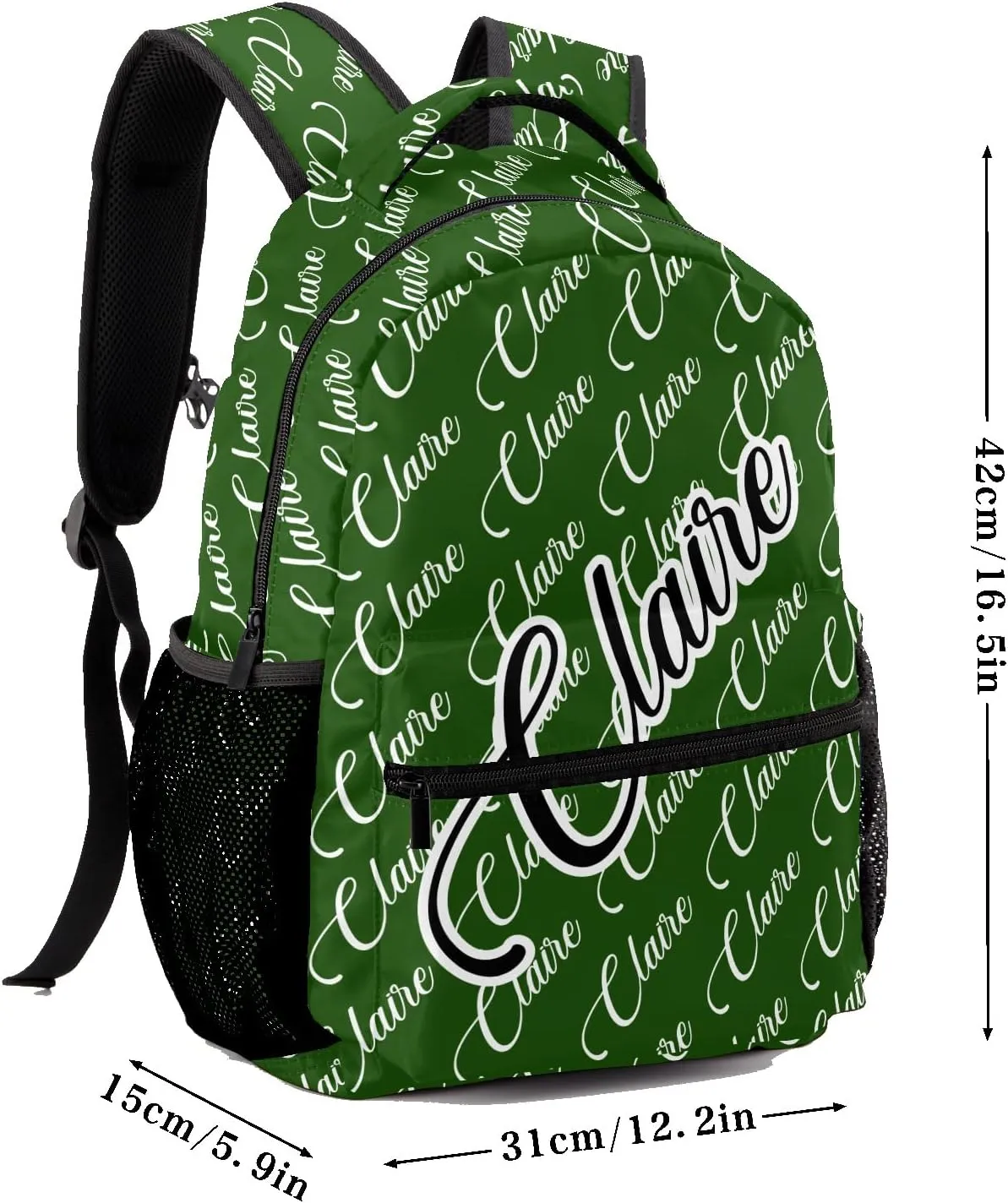 Polyester Personalized School Backpack Bookbag with Name Text, Fashion Custom Elementary Boys Girls Kids Book Bag, Waterproof Customize Bookbag Unique Gift, 1 Pack