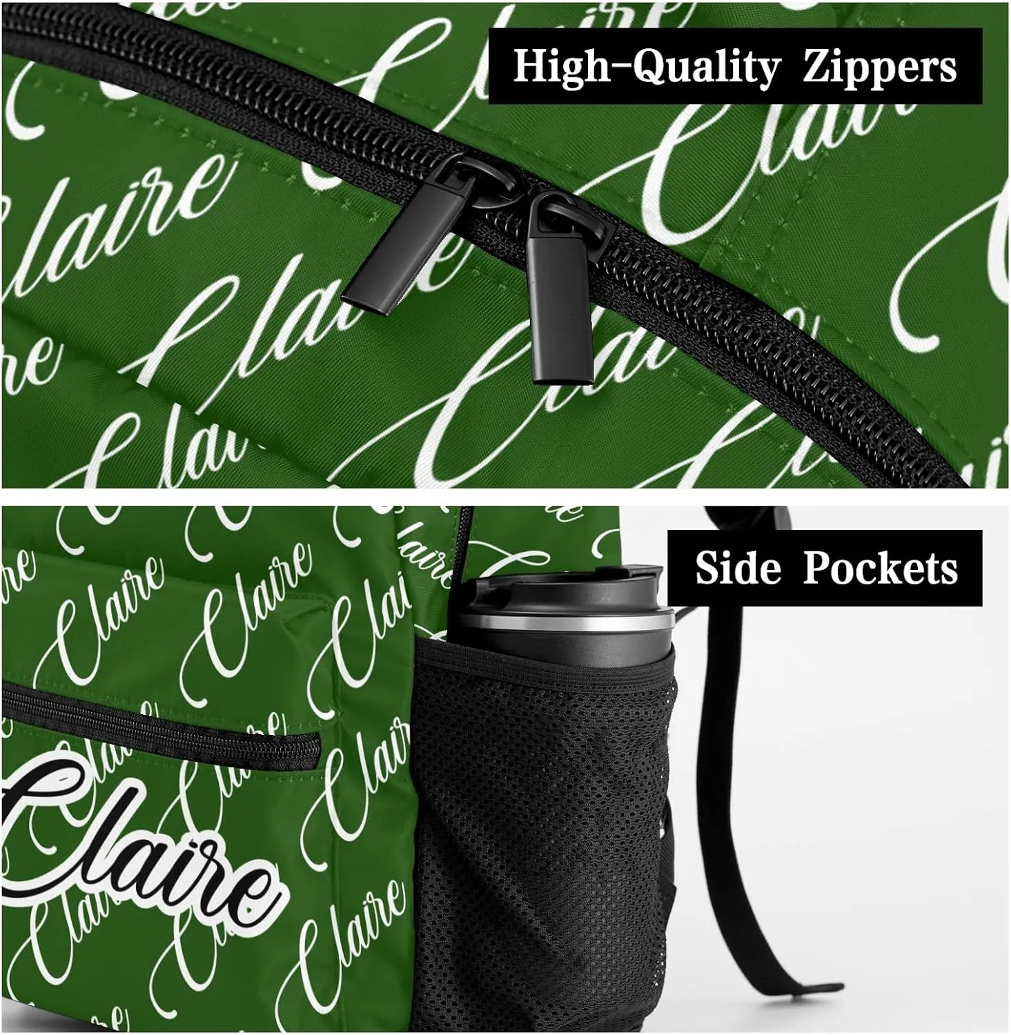 Polyester Personalized School Backpack Bookbag with Name Text, Fashion Custom Elementary Boys Girls Kids Book Bag, Waterproof Customize Bookbag Unique Gift, 1 Pack