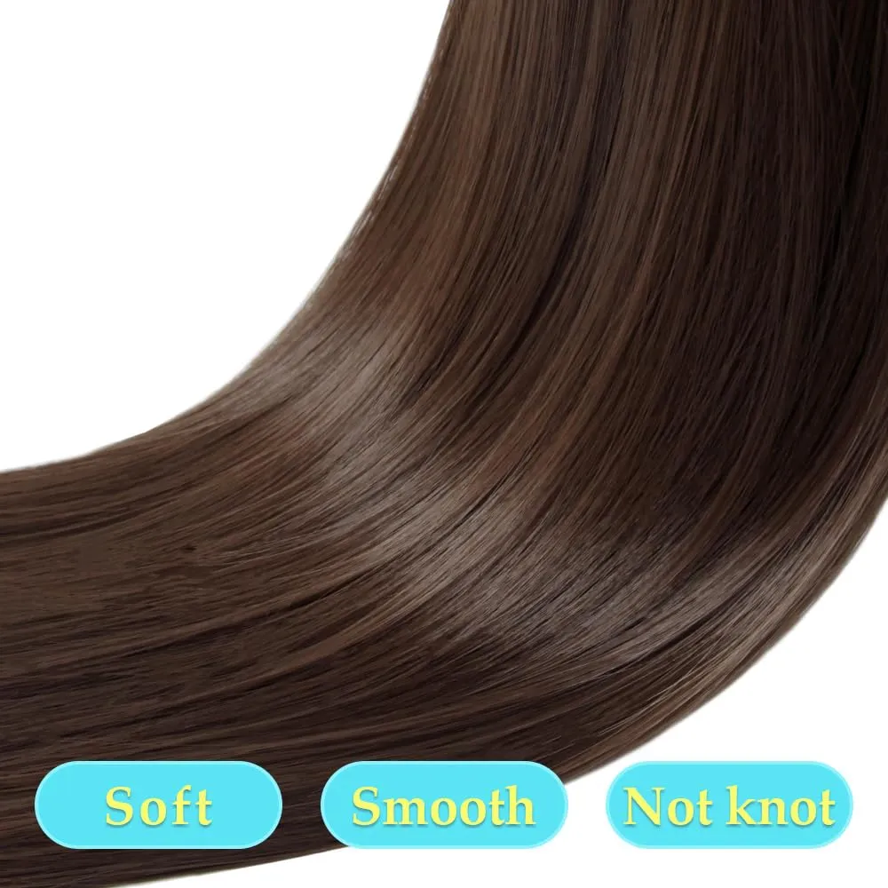Ponytail Extension, Long Straight Drawstring Pony Tail 26 Inch, Clip in Sleek Natural Fake Synthetic Hairpieces (8#)