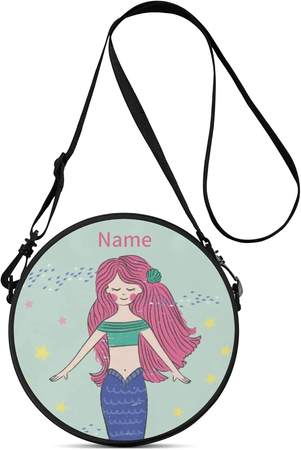 POPCUSTOMS Custom Photo Round Purse with Photo Text Personalized Crossbody Satchel Handbag with Adjustable Strap