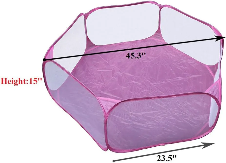 Portable Cute Hexagon Children Ball Pit, Indoor and Outdoor Easy Folding Ball Play Pool Kids Toy Play Tent with Carry Tote, Balls Not Included (Pink)