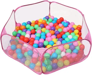 Portable Cute Hexagon Children Ball Pit, Indoor and Outdoor Easy Folding Ball Play Pool Kids Toy Play Tent with Carry Tote, Balls Not Included (Pink)