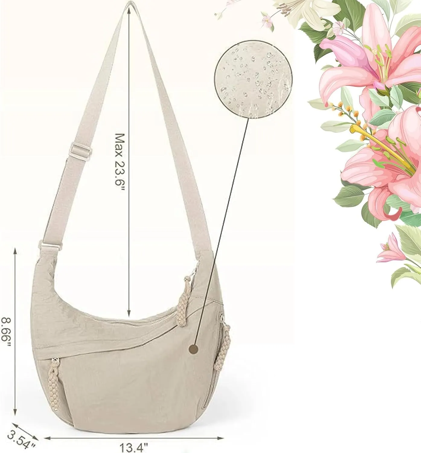 Preferable Crossbody Bag, 2025 New Women's Fashion Plain Color Nylon Crossbody Bags, Crescent Bag Crossbody