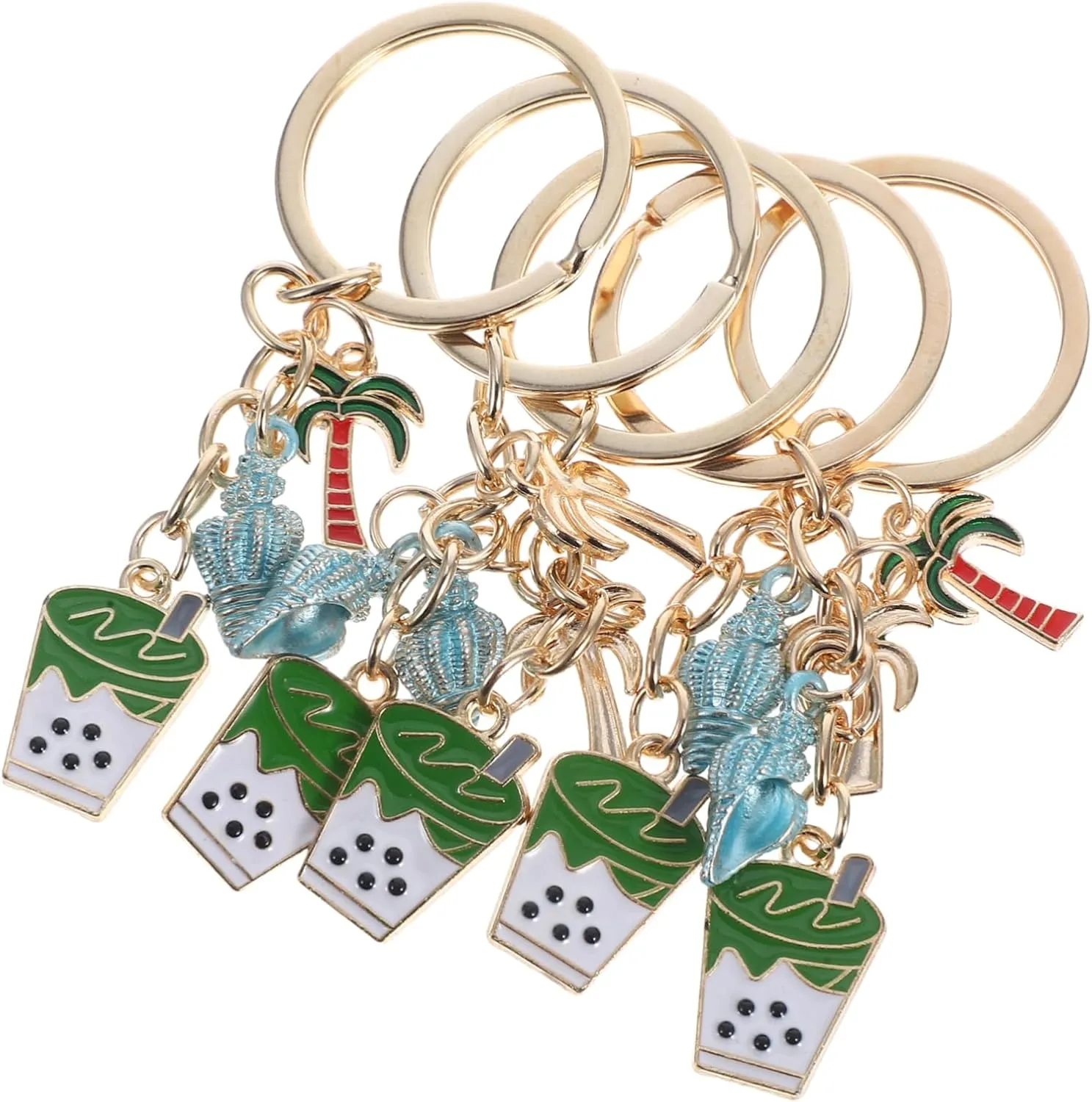 PRETYZOOM 5Pcs Cute Palm Tree Keychain Charming Style Metal Key Ring for Backpacks Purses Handbags Versatile Party Favors and Fashion Accessories