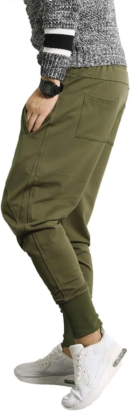 PRIJOUHE Men's Joggers, Sweatpants, Low Crotch Sweats Slim Fit Trousers Harem Hip Hop Pants