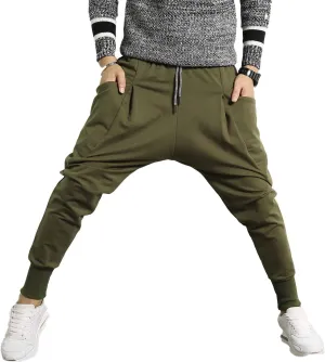 PRIJOUHE Men's Joggers, Sweatpants, Low Crotch Sweats Slim Fit Trousers Harem Hip Hop Pants