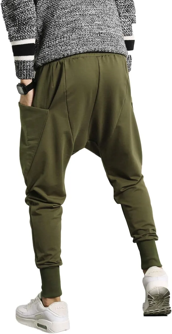 PRIJOUHE Men's Joggers, Sweatpants, Low Crotch Sweats Slim Fit Trousers Harem Hip Hop Pants