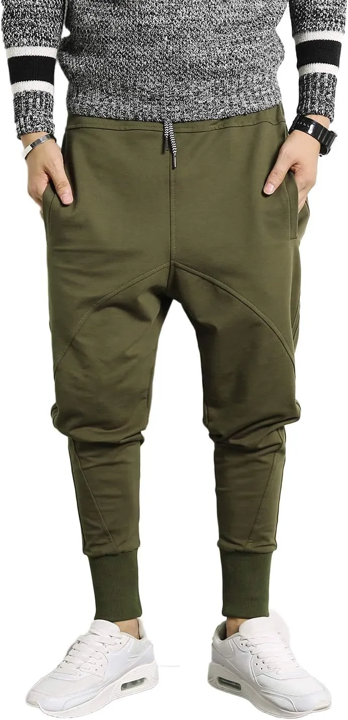 PRIJOUHE Men's Joggers, Sweatpants, Low Crotch Sweats Slim Fit Trousers Harem Hip Hop Pants