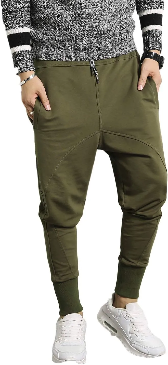 PRIJOUHE Men's Joggers, Sweatpants, Low Crotch Sweats Slim Fit Trousers Harem Hip Hop Pants