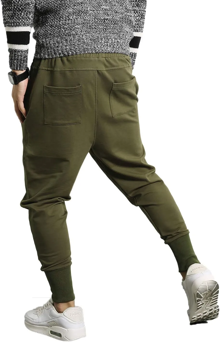 PRIJOUHE Men's Joggers, Sweatpants, Low Crotch Sweats Slim Fit Trousers Harem Hip Hop Pants