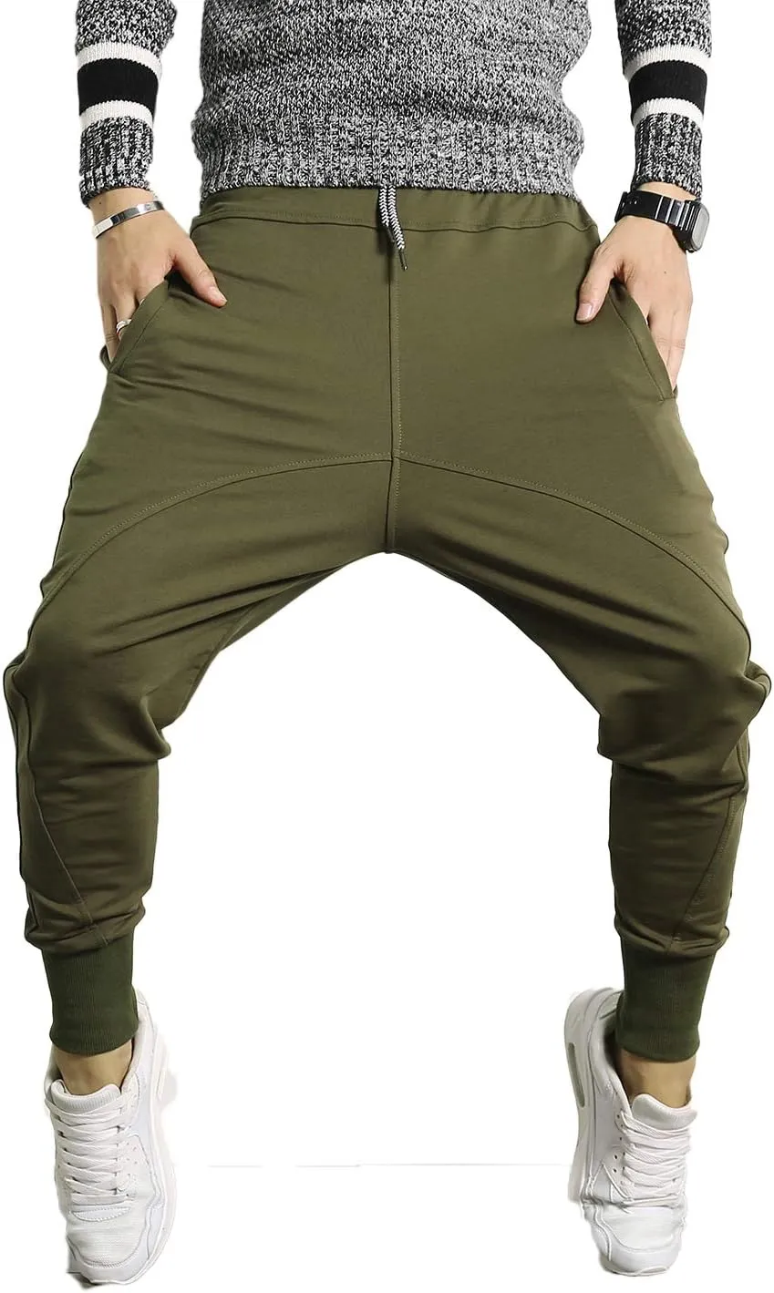 PRIJOUHE Men's Joggers, Sweatpants, Low Crotch Sweats Slim Fit Trousers Harem Hip Hop Pants