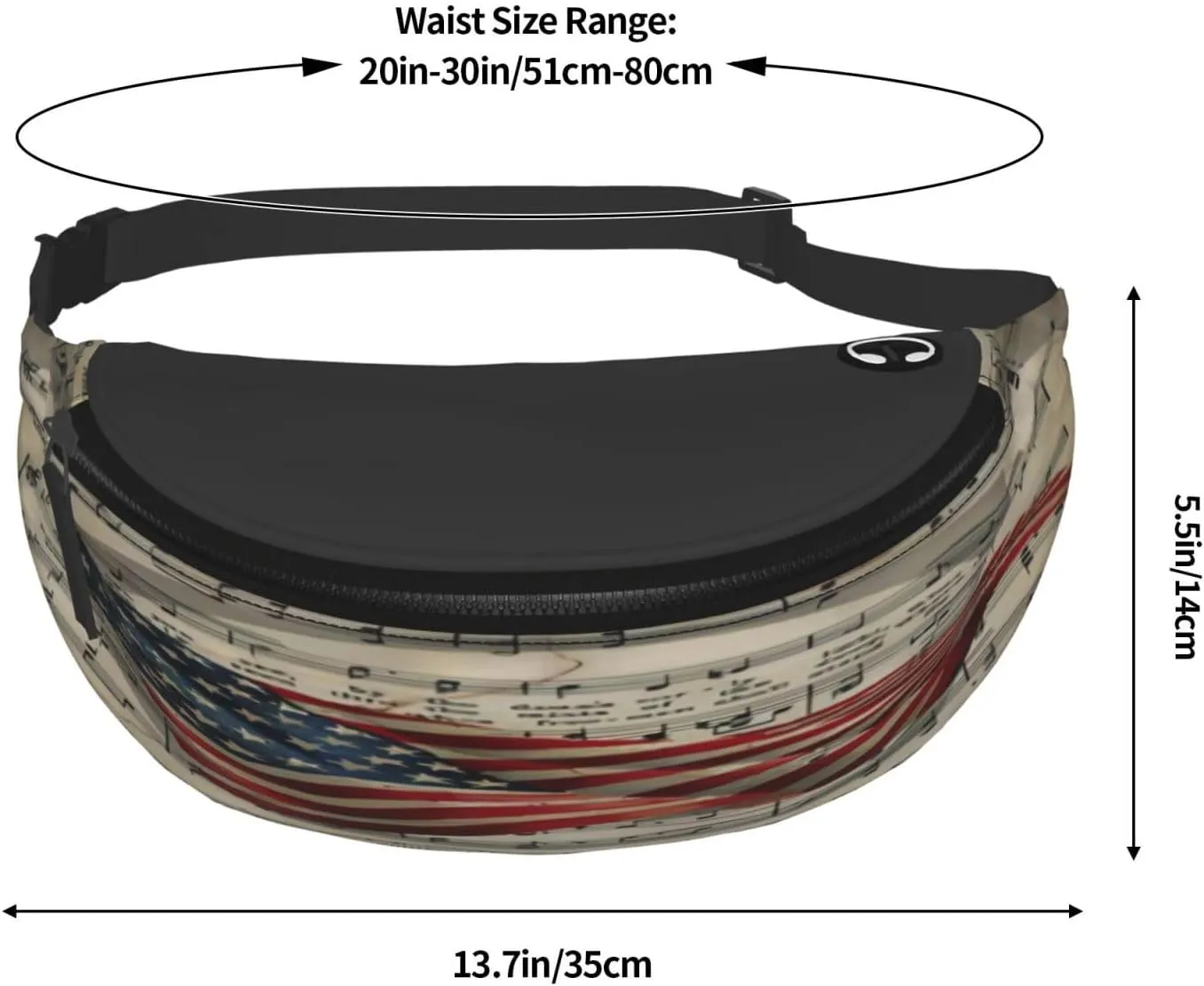 Primitive Patriotic Star Spangled Banner American Flag Waist Packs Unisex Adjustable Shoulder Strap Messenger Bag Sports Travel Running Leisure Waist Bag