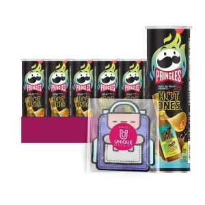 Pringles Street Flavors 6- Count of Hot Ones Verde Potato Crisps Chips, On-The-Go Lunch Snack 5.5 oz Can   1 Freebie by Unique Outlet