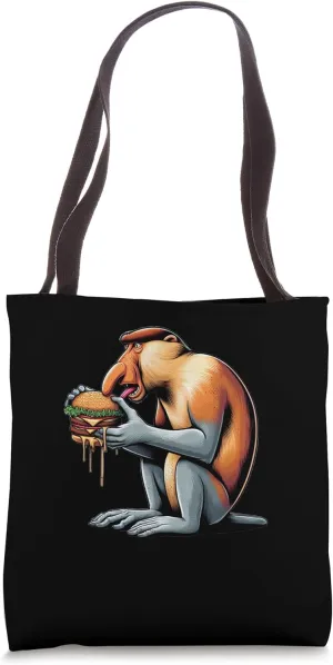 Proboscis Monkey Eating Cheeseburger Tote Bag