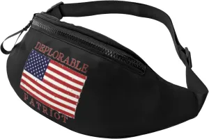 Proud Deplorable Patriot American Flag Unisex Adjustable Waist Bag Outdoor Sports Running Waist Bag Business Travel Phone Bag